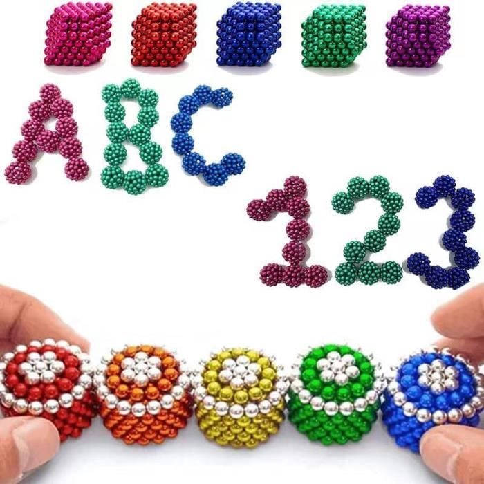 Cube magnétique magique Buckyballs 216 billes 5mm 6 couleurs