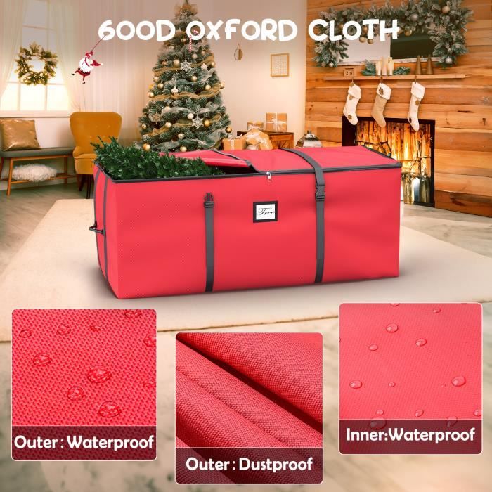 Sac de rangement pour sapin de Noël 122*38*51 cm, tissu Oxford 600D  imperméable à l'eau, avec poignees, rouge - Cdiscount Maison