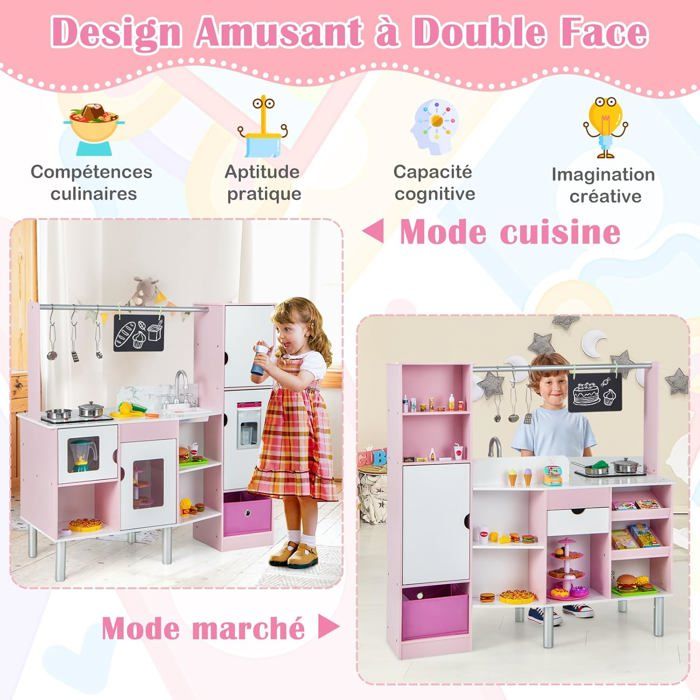 GAGAKU – Ensemble Cuisine Montessori Pastel Avec Vaisselle, Couverts Et étagère – 3-8 Ans
