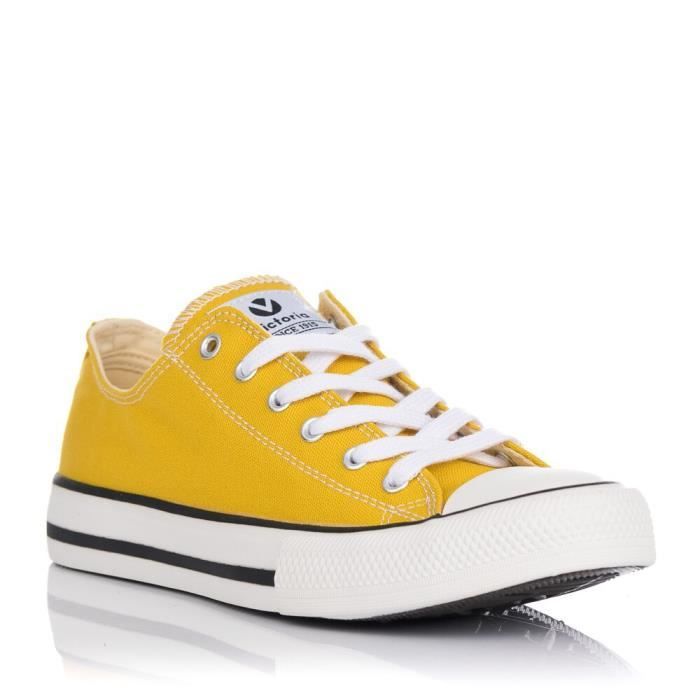 Sneakers femme Victoria en toile jaune/blanc Basses Lacets