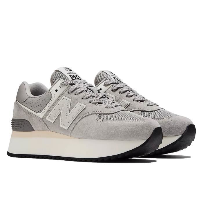 Basket New Balance 574 Gris Cuir Lacets Adulte Plat Mixte Gris Cdiscount Chaussures