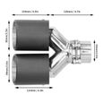 AC15235-Embout d'échappement Embout d'Échappement Universel Gorge de Queue Fibre de Carbone Mat Double Sortie Plate en Y-3