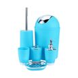 6pcs salle de bains accessoires Ensemble distributeur de savon bac porte-gobelet brosse à dents porte( Bleu) HB007-3