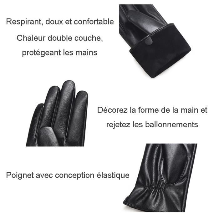 Gant cuir d'agneau montant dame, 3 boutons, Gants femme - Le Délicat