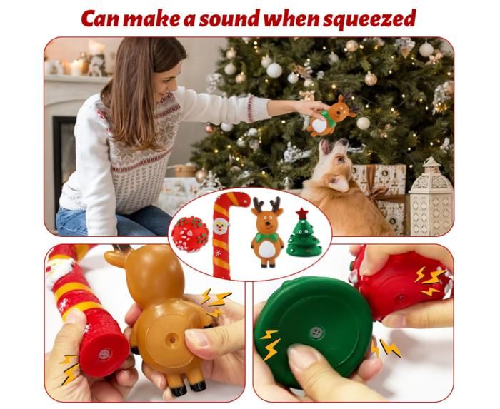 Lot De 4 Jouets à Mâcher En Corde De Noël Pour Chien (Arbre, Flocon, Bonhomme De Neige, Couronne) - Avec Couinement - 9