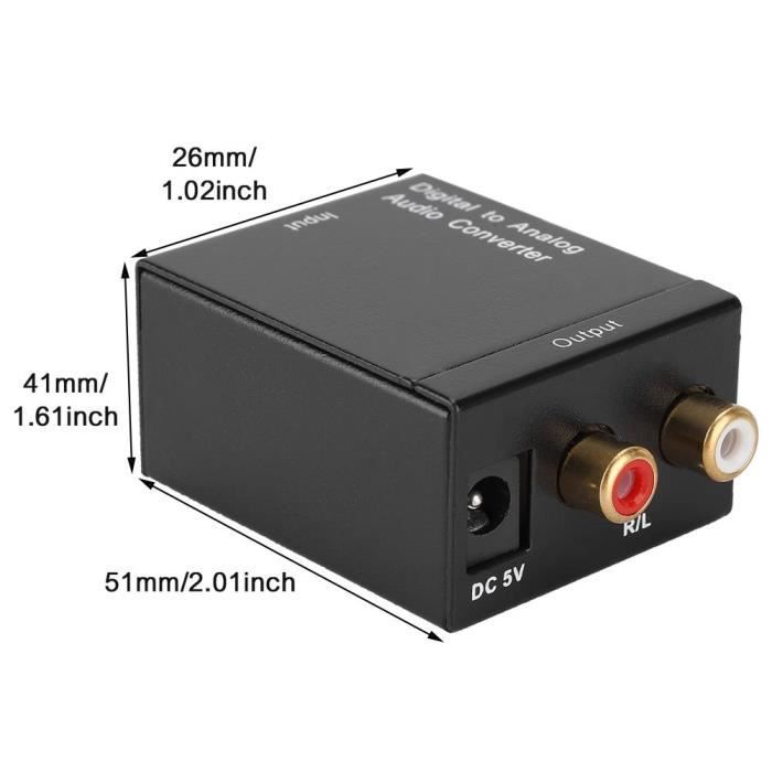 Adaptateur de Convertisseur Optique Numérique vers Convertisseur Audio  Analogique RCA avec Câble à Fibre Optique 