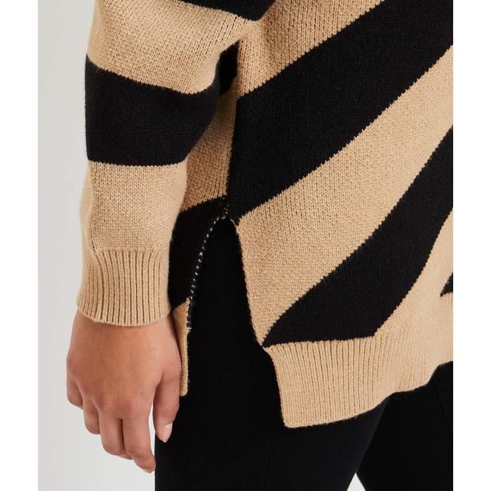 GRAIN DE MALICE Pull color block femme Marron fonc Cdiscount