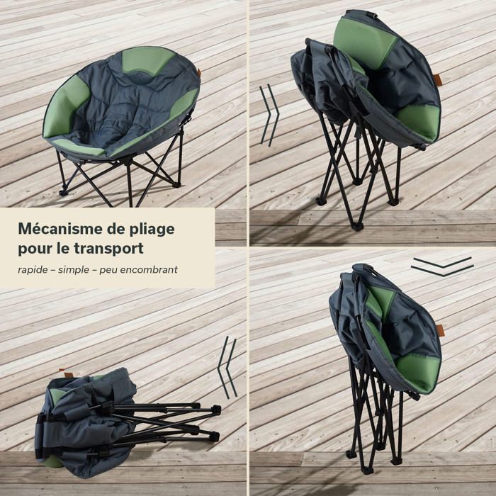 Chaise De Camping XXL Pliable - Moonchair Confortable Avec Dossier Haut - Support 150kg - Pour Jardin Et Extérieur