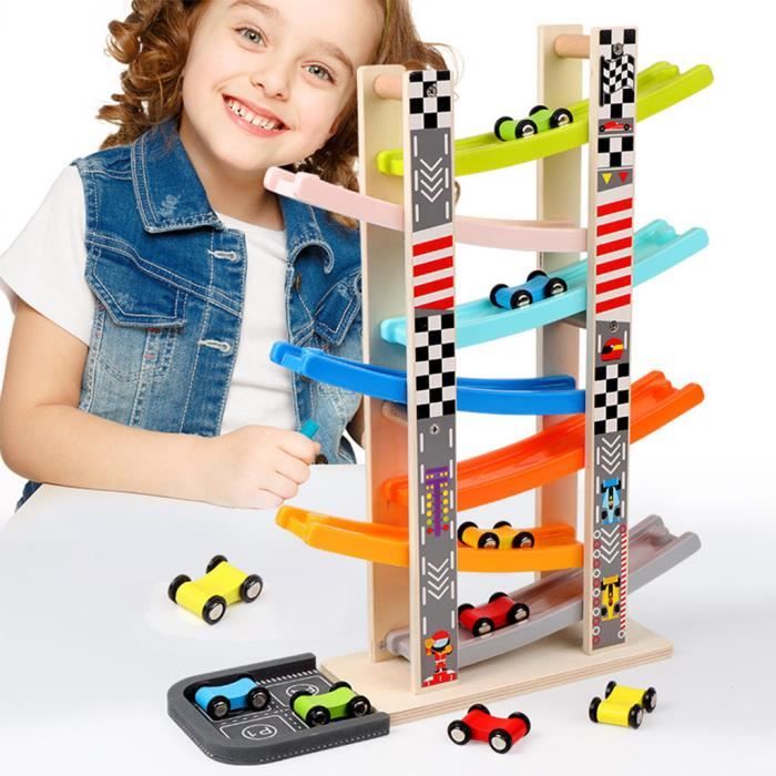 Le coureur de la rampe avec 4 mini voiture tout-petits jouets pour 1 enfant  de 2 ans Garçon et fille cadeaux piste de course de voiture en bois - Chine  Piste de