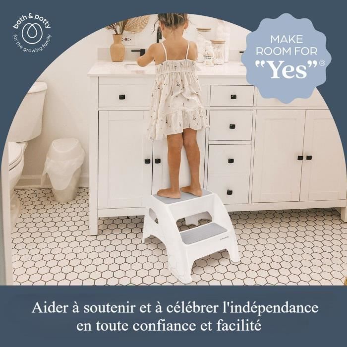Marchepied Tabouret Enfant Dreambaby Antidérapant 2 Marches – Blanc Gris – Support Jusqu'à 68 Kg – Aide Indépendance Salle De Bain, Cuisine, WC