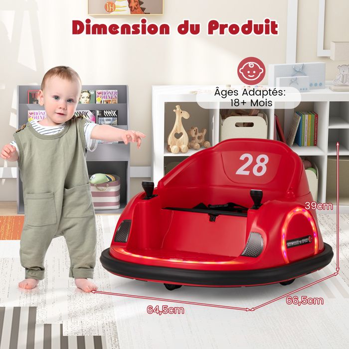 GOPLUS Auto-Tamponneuse 12V Rotation à 360º avec Télécommande Parental... pas cher GOPLUS Auto-Tamponneuse 12V Rotation à 360º avec Télécommande Parental... pas cher