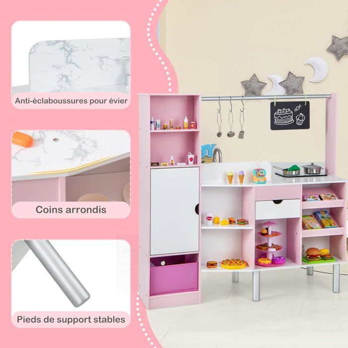 GAGAKU – Ensemble Cuisine Montessori Pastel Avec Vaisselle, Couverts Et étagère – 3-8 Ans