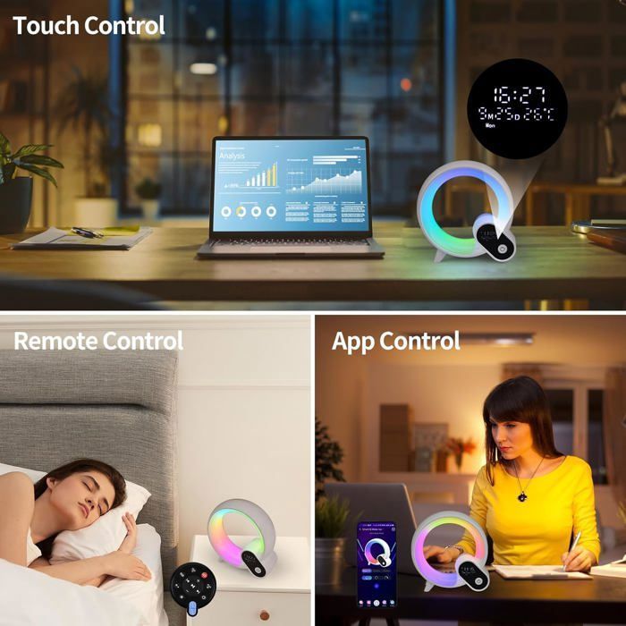 Lampe De Table Intelligente, Lampe D'Ambiance Chargeur Sans Fil, Haut-Table Sans Fil Led En