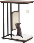 GOPLUS Arbre à Chat avec Griffoir pour Chat, Coussin Lavable Amovible, Boule Pompon Tintante, Table en Forme de C, 50x30x64cm