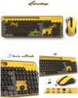 Pack Clavier et Souris sans fil - PEP'S - Wireless Desktop ADVANCE - Jaune et Noir - 105 touches - 5 multimédias