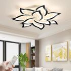 Ganeed Plafonnier LED,plafonnier moderne en forme de fleur à intensité variable avec télécommande,acrylique 10 pétales,Blanc noir