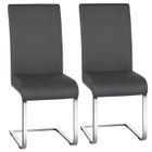 Lot de 2 Chaises pour Salle à Manger - en Similicuir Gris - Capacité: 135kg - Hauteur de Siège Rembourré: 50cm YAHEETECH