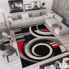 TAPISO Qmega Tapis Salon Chambre Ado Design Moderne Noir Gris Rouge Abstrait Fin Doux 300x400 cm