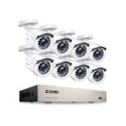 ZOSI 8CH 1080P H,265+ DVR avec 8pcs Caméra Surveillance Extérieure 2MP Vision Nocturne 20m Accès à Distance Via Smartphone