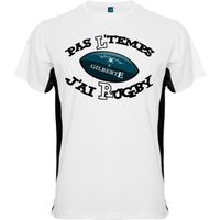 Tee shirt rugby "PAS L'TEMPS J'AI RUGBY" | t-shirt noir et blanc thème humour Rugby XV 15