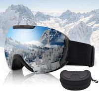 JINZDASU Lunette de Ski, Masque de Ski OTG,Anti-buée,100%Anti- UV400-Interchangeable Lentille-Lentille PC Double Couche