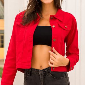 veste jeans rouge femme