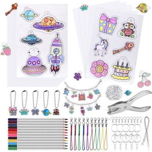 Kit Créatif Film Rétractable - 218 Pièces Avec Papier Magique, Perforatrice, Porte-clés - DIY Enfants Et Adultes
