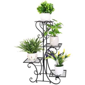D/écor pour Int/érieur Ext/érieur Jardin Maison Balcon AOIO 4 Pi/èces Supports de Pot Porte-Pots de Fleur en Fer Forg/é Support pour Plante en M/étal R/ésistant /à la Rouille Noir