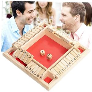 JEU SOCIÉTÉ - PLATEAU 1set 4Way ShutBox Dice Game 4 Sided Board en bois 