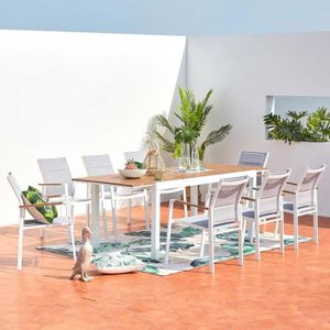Ensemble table et chaise de jardin Salon de jardin - 8 places - TIJUANA - Concept Usine - Aluminium - contemporain - Blanc