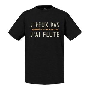 T-SHIRT T-shirt Enfant Noir J'Peux Pas J'ai Flute Musique Instrument Classique
