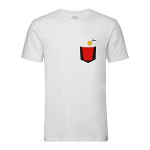 T-SHIRT T-shirt Homme Col Rond Blanc Beer Pong Poche Surprise Illustration Dessin