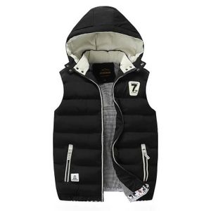 DOUDOUNE Doudoune Homme,Doudoune Sans Manche Col Montant avec Zippé,Veste En Duvet à Capuchon Chaud En Automne Et En Hiver-Noir