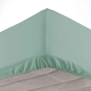 Drap Housse 140x190cm SOULFUL 100% Coton Lavé - Certifié Oeko-Tex Vert Sauge