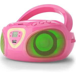 Denver Lecteur CD Portable avec Effets de Lumière - Bluetooth - Poste CD  Enfant - Boombox - Radio FM - AUX - TCL212BT - Rose : : High-Tech