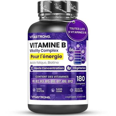 Complément Alimentaire Protéines Vitamines B6 B12 - 180 Comprimés Vegan Anti-Fatigue