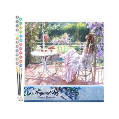 Figured'Art Peinture Par Numéro Adulte – Fleurs Et Lac Au Pied De La Montagne, Kit DIY Complet 40x50 Cm (Sans Châssis)