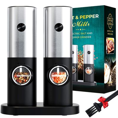 Moulin à sel et à poivre électrique, 2 vitesses ​​Réglages : Moulin à poivre automatique rechargeable en acier inoxydable avec base de chargement USB | Best Buy Canada