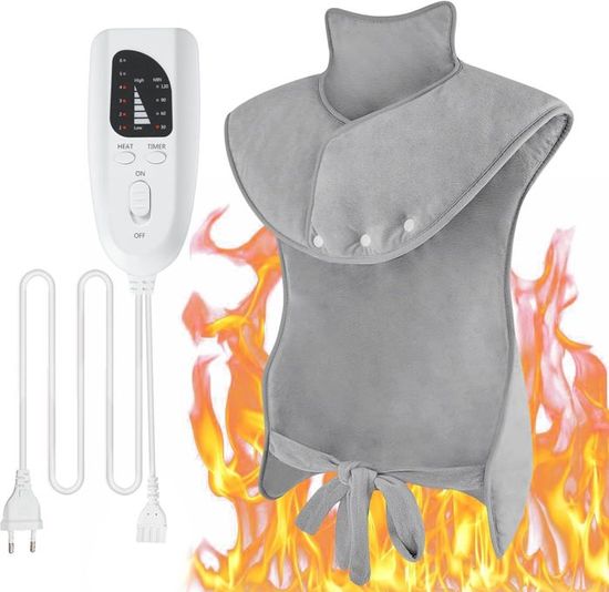 Coussin Chauffant Dos Electrique Epaule Et Nuque 22.8 * 16.5In 6 Niveaux De Chaleur Minuterie D