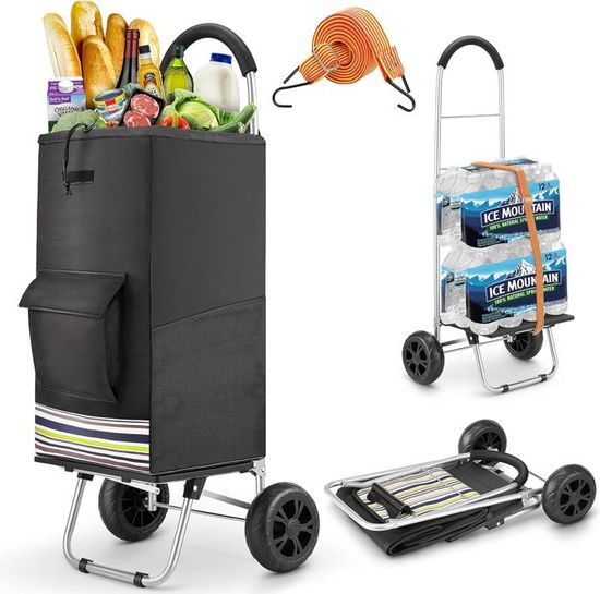 Chariot De Course Pliable METZELDER Ever K2 - 54L, Aluminium, 2 Roues Silencieuses - Idéal Marché