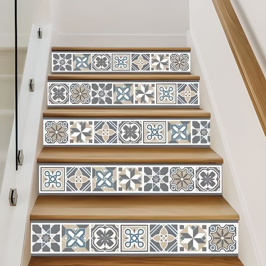 sticker contremarche lot de 4 tilesbeige adhesif pour escalier dimensions 1m x 15 cm cdiscount bricolage