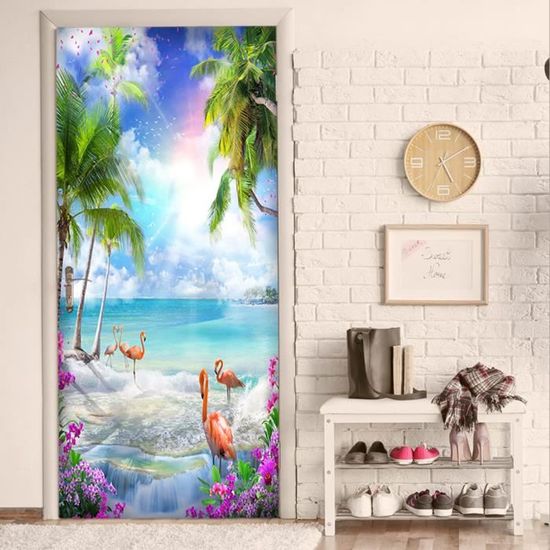 Autocollant Mural 3D Désert Cactus – 77 X 200 Cm – PVC Imperméable, Amovible – Pour Porte, Mur, Salon, Chambre - 2