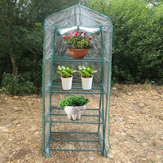 TWH Housse De Serre Jardin 3 Niveaux PVC Transparent - Mini Serre Avec Fermeture Éclair, Idéale Intérieur Extérieur