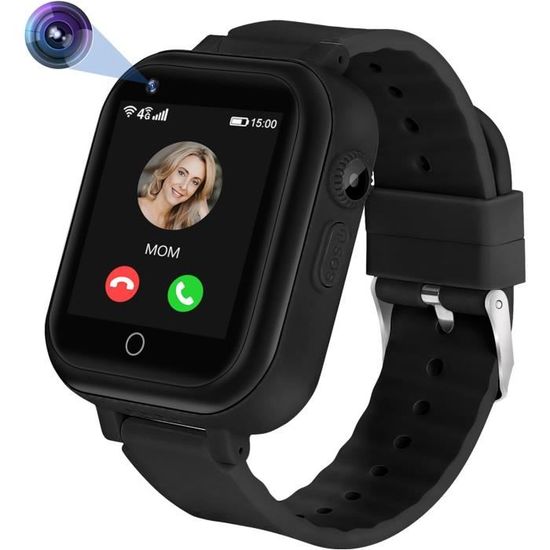 Montre Connectée 4G GPS Pour Enfants 5-12 Ans - Appels Vidéo, Chat Familial, Mode Classe Et Bracelet Interchangeable - Idéal Pour Noël Ou Anniversaire (Noir)