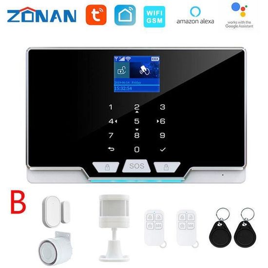 ZONAN kit système d39alarme de sécurité domestique intelligesnt GSMG20 SIM  TUYA détecteur de mouvement sans PRISE AMÉRICAINE E