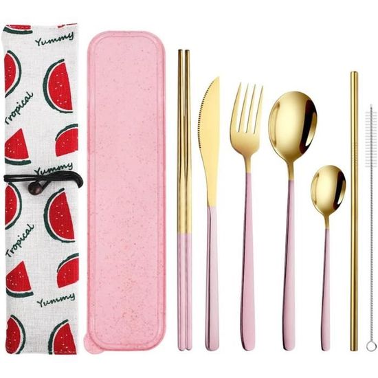 Cuillère Fourchette Combo 3-en-1 en Titane pour Camping Ustensiles de Table Extérieurs
