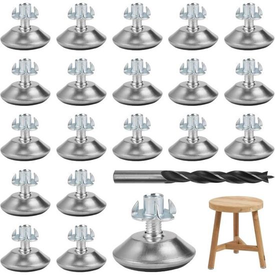 Pied Réglable Pour Meuble M8x60 - Pied D'angle Métal, Hauteur Ajustable, Marque Gedotec