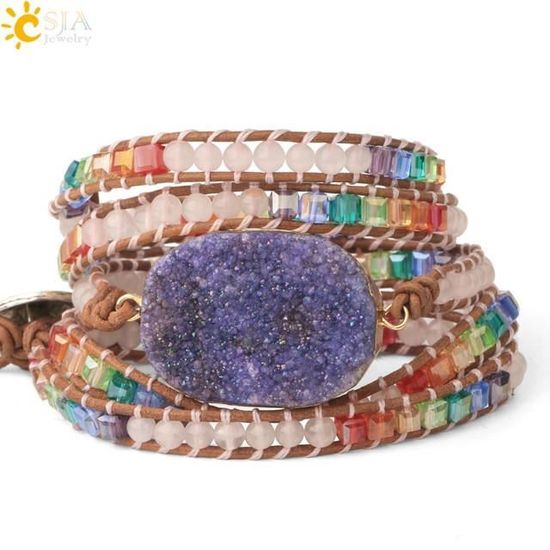 Lot De 2 Bracelets En Pierres Naturelles - Arc-en-ciel & Obsidienne, Lithothérapie 7 Chakras, Style Bohème