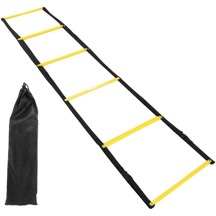 Échelle D'agilité 12 échelons - 20 Pieds - Avec 10 Disques Et Sac De Transport - Pour Entraînement Football, Basketball, Vitesse