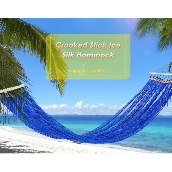 Plein Air Double Hamac, Respirabilité Mesh Lit D’oscillation Loisir Hamacs De Camping Jardin Patio Terrasse Anti Retournement